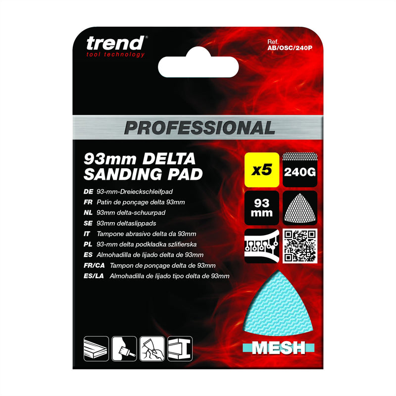 AB/OSC/240P - 93 x 93mm 240G Pro Mesh Delta Sanding Pad, 5 Pack
