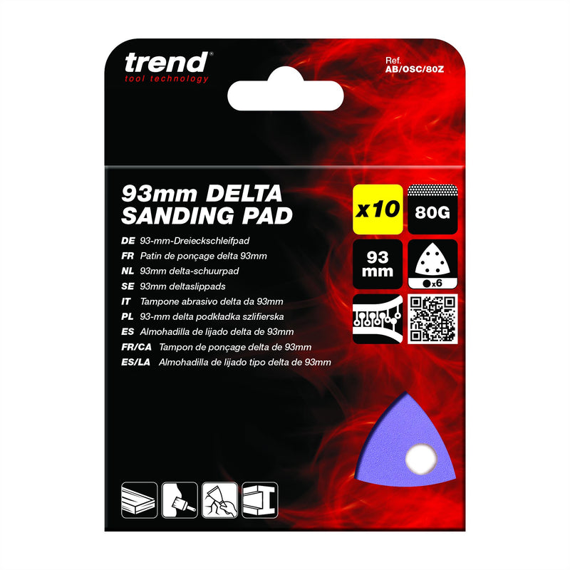 AB/OSC/80Z - 93 x 93mm 80G Delta Sanding Pad, 10 Pack
