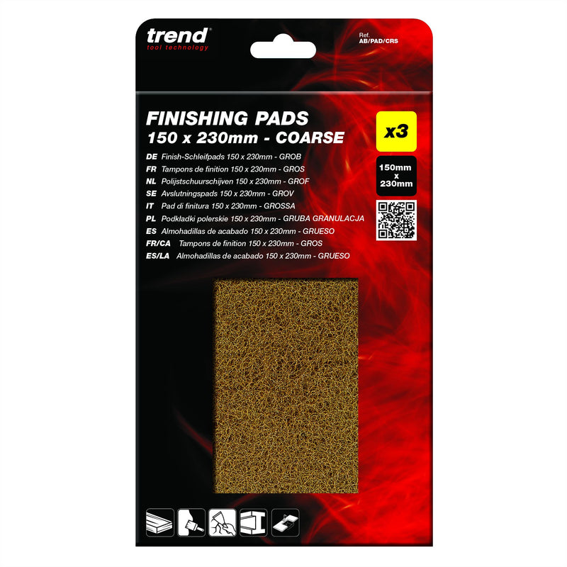 AB/PAD/CRS - 150 x 230mm Coarse Flexible Finishing Pads, 3 Pack