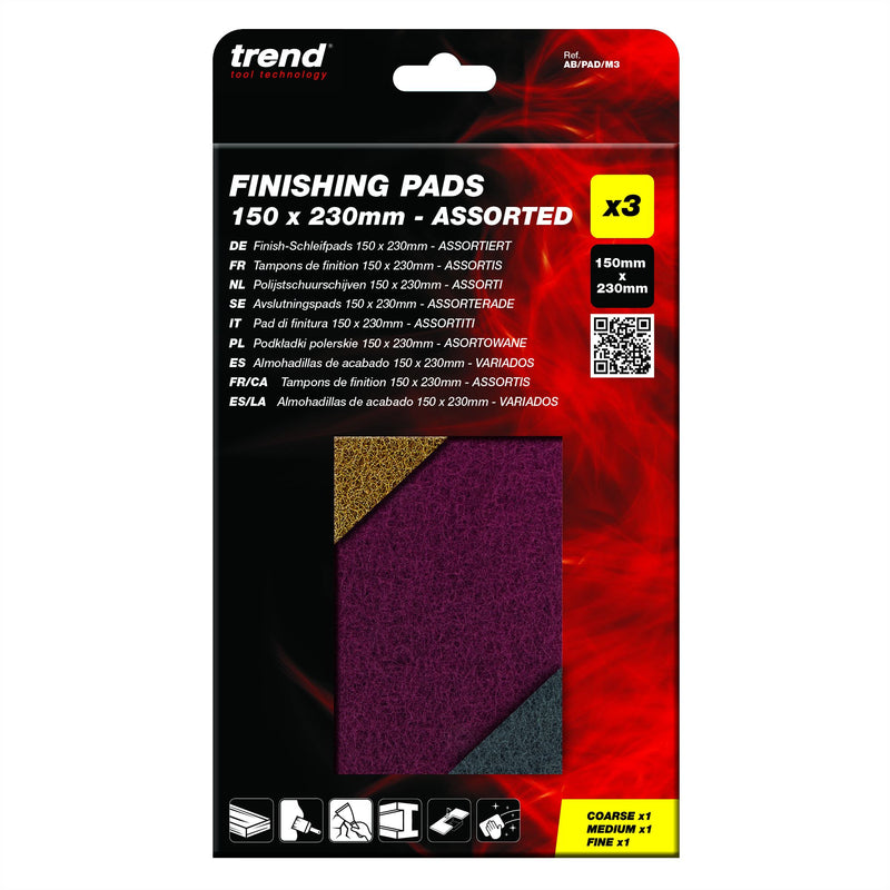 AB/PAD/M3 - 150 x 230mm Assorted Flexible Finishing Pads, 3 Pack