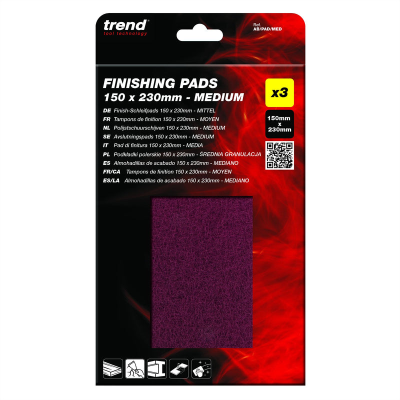 AB/PAD/MED - 150 x 230mm Medium Flexible Finishing Pads, 3 Pack