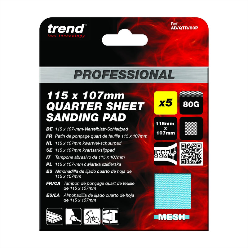 AB/QTR/80P - 115 x 107mm 80G Pro Mesh Quarter Sheet Sanding Pad, 5 Pack