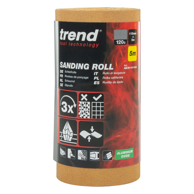 AB/R115/120A - 115mm x 5m 120 Grit Aluminium Oxide Sanding Roll
