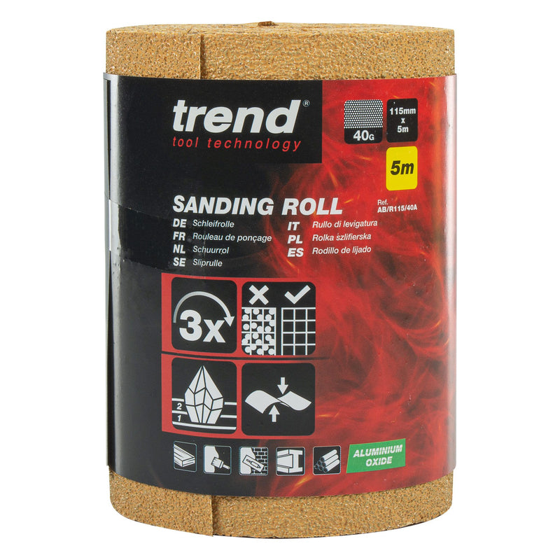 AB/R115/40A - 115mm x 5m 40 Grit Aluminium Oxide Sanding Roll