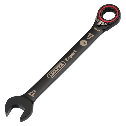 Draper 03907 Draper Expert HI-TORQ®  Metric Reversible Ratchet Combination Spanner, 17mm, Black