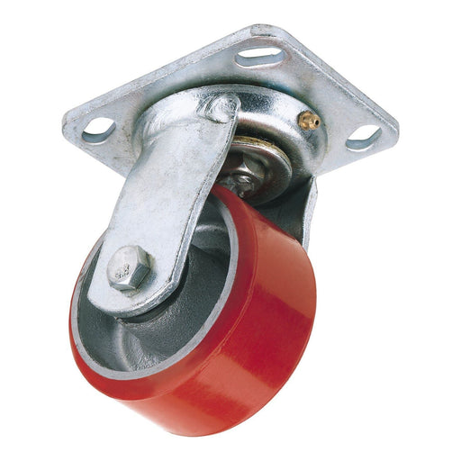 Swivel Plate Fixing Heavy Duty Polyurethane Wheel, 160mm Diameter, S.W.L. 400kg Draper - Town Tools