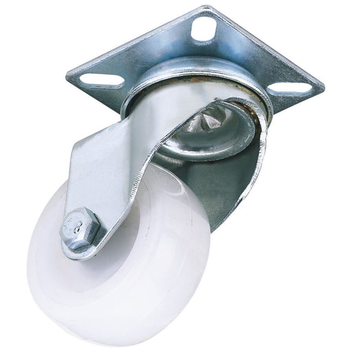 Draper Swivel Plate Fixing Nylon Wheel, 100mm Diameter, S.W.L. 125kg Draper - Town Tools