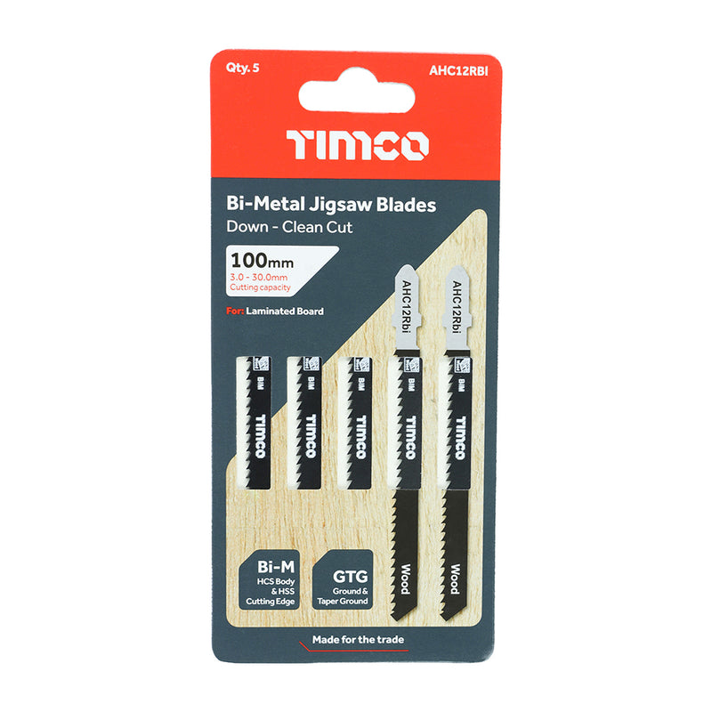 TIMCO Jigsaw Blades Wood Cutting Bi-Metal Blades - T101BF