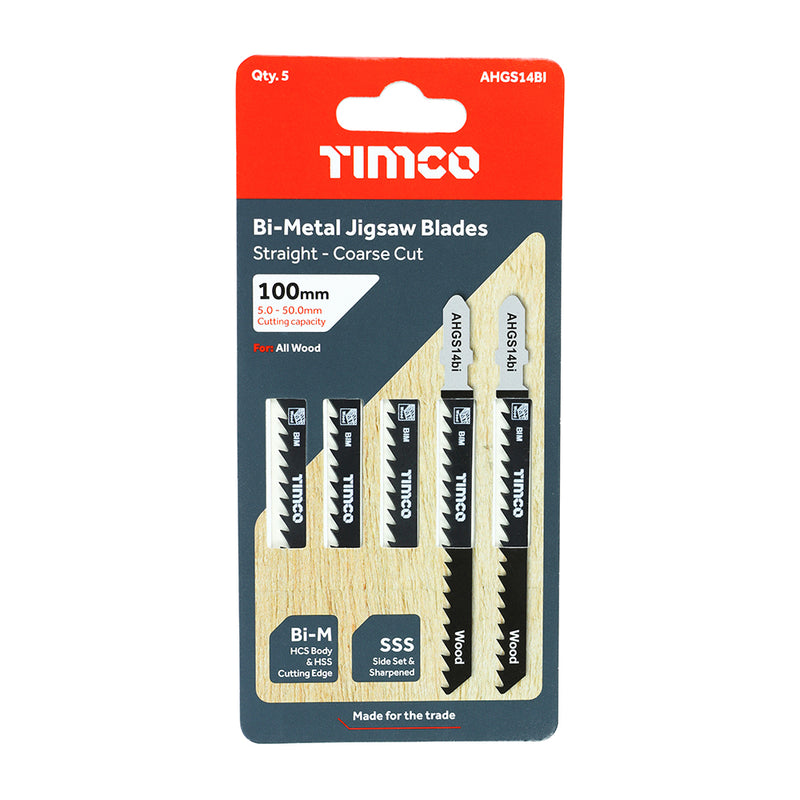TIMCO Jigsaw Blades Wood Cutting Bi-Metal Blades - T101BF