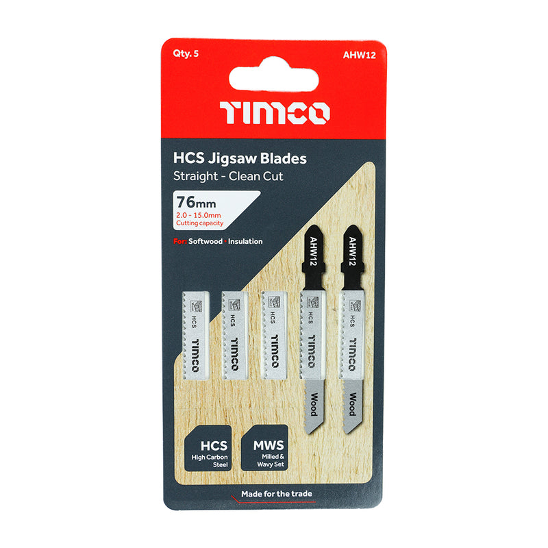 TIMCO Jigsaw Blades Wood Cutting HCS Blades