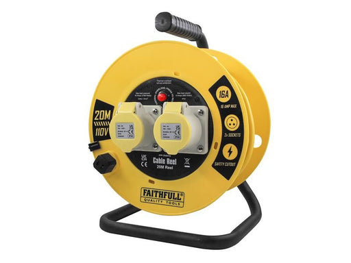 Faithfull Power Plus Open Cable Reel 110V 20m 16A 2 Socket (1.5mm Cable) Faithfull Power Plus - RockBottom Northampton