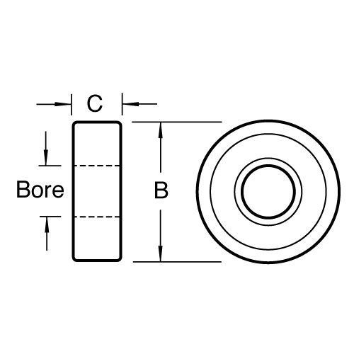 TR/B127A - Bearing 1/2" diameter 3/16" bore