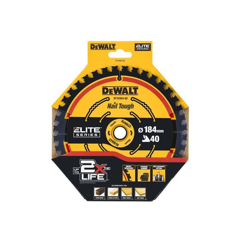 Dewalt Power Tools ELITE™ Series Framing Circular Saw Blade 184 x 16mm x 40T DeWALT Power Tools - RockBottom Northampton
