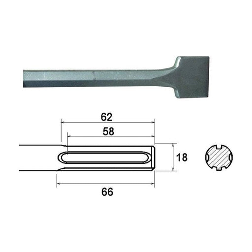 Faithfull SDS Max Straight Scaling Chisel 75 x 300mm Faithfull - RockBottom Northampton