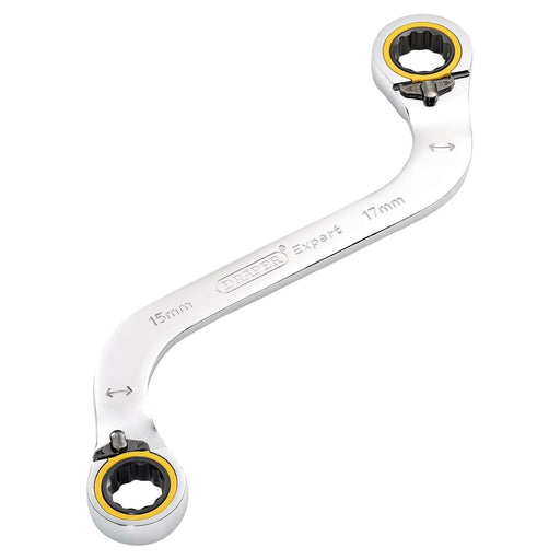 Draper 03945 Draper Expert HI-TORQ® Double Ring Ratchet S-Shape Spanner, 15 x 17mm