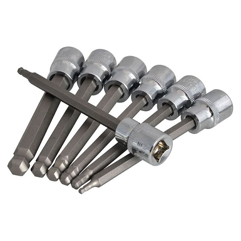 Bluespot Tools 3/8in Drive Extra Long Hex Ball Socket Bit Set, 7 Piece BlueSpot Tools - RockBottom Northampton