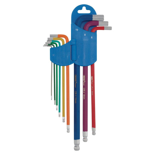Draper 66134 Draper Expert Metric Extra Long Hex. and Ball End Key Set, Colour Coded (9 Piece)