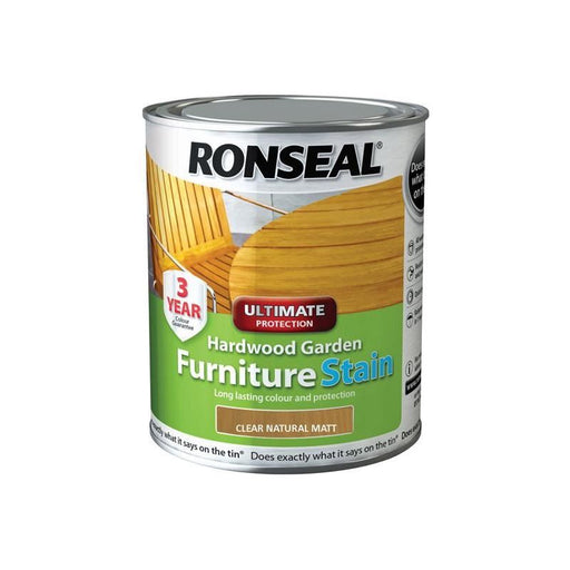 Ronseal Ultimate Protection Hardwood Garden Furniture Stain Natural Matt 750ml Ronseal - RockBottom Nothampton