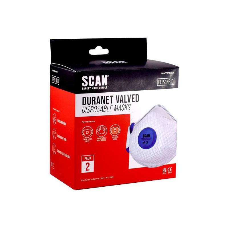 Scan Moulded Duranet Disposable Mask FFP2 (Pack of 2) Scan - RockBottom Nothampton