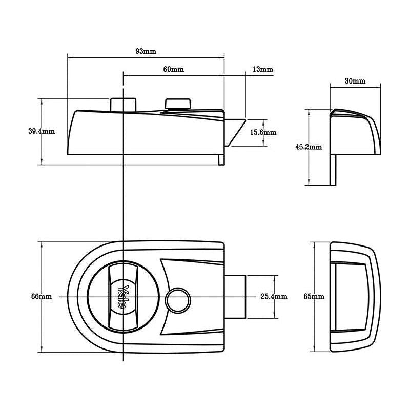 Yale Locks Y3 Nightlatch Modern 60mm Backset Black Finish Visi Yale Locks - RockBottom Northampton