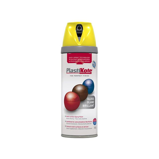 Plastikote Twist & Spray Gloss New Yellow 400ml PlastiKote - RockBottom Nothampton