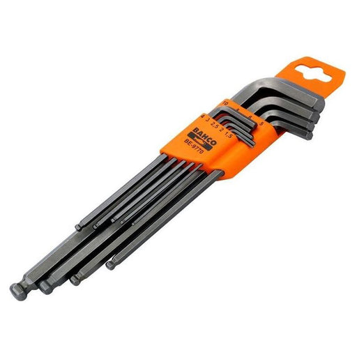 Bahco BE-9770 Metric Long Ball End Hex L-Key Set, 9 Piece Bahco - RockBottom Northampton