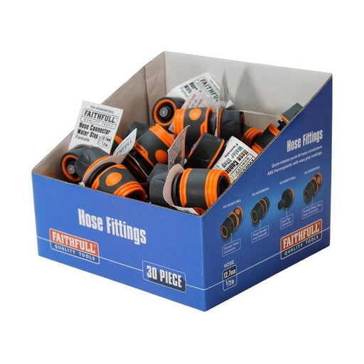 Faithfull Plastic Water Stop Hose Connector 1/2in (Box 30) Faithfull - RockBottom Northampton