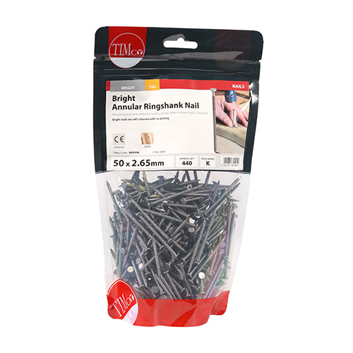 TIMCO Annular Ringshank Nails Bright — 1kg Bag