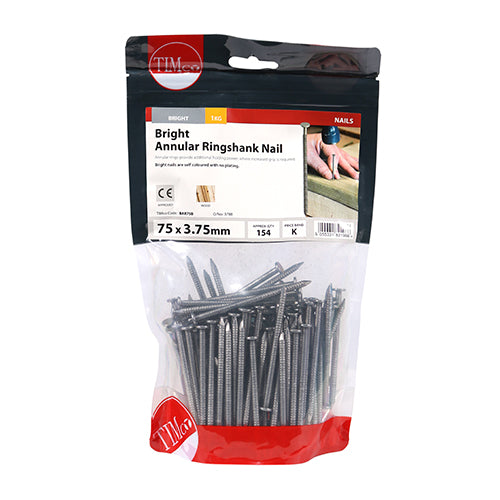 TIMCO Annular Ringshank Nails Bright — 1kg Bag