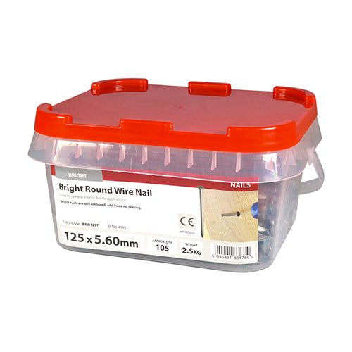 TIMCO Round Wire Nails Bright — 2kg Tub