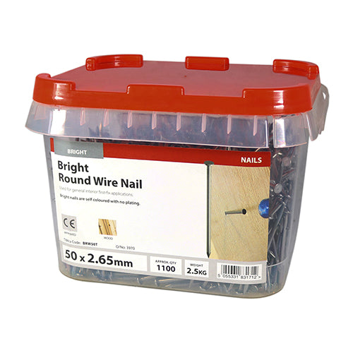 TIMCO Round Wire Nails Bright — 2kg Tub