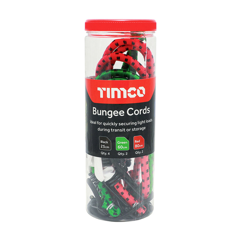 TIMCO Bungee Cords with Laminated Hook Mixed Pack - 20pcs
