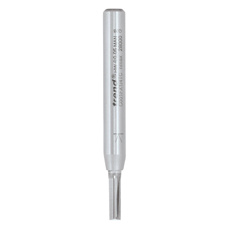 C001FX1/4TC - Trend CraftPro 1/4in shank Two Flute Straight Router Cutter Bit 3.4mm dia x 11mm cut depth