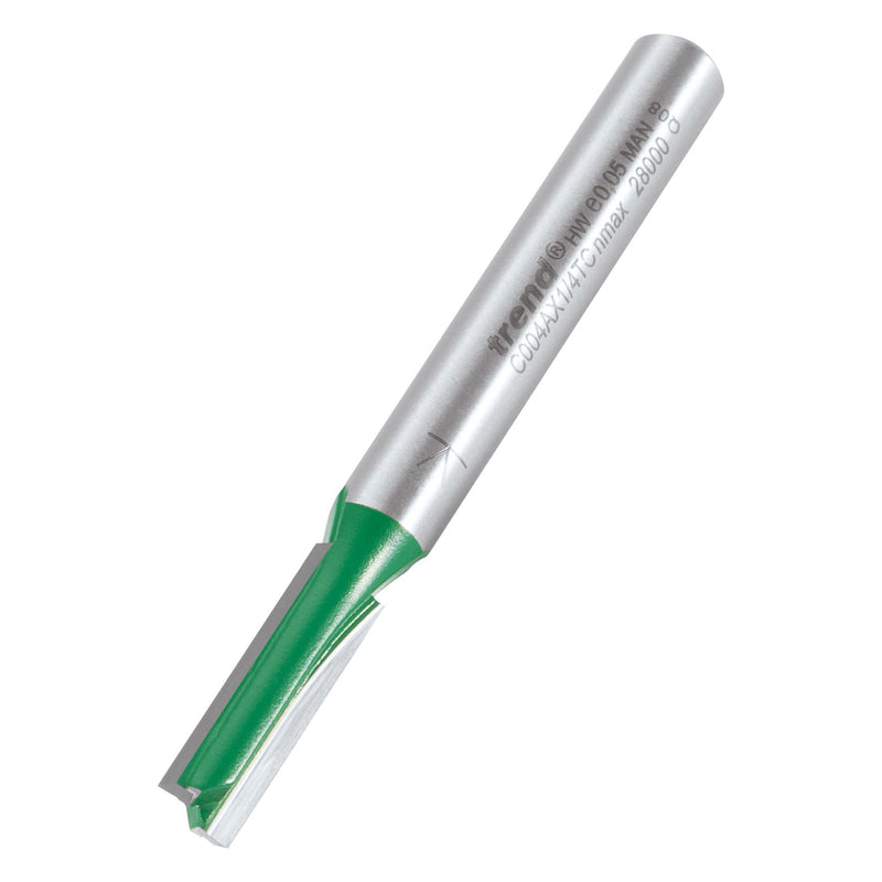 C004AX1/4TC - Trend CraftPro 1/4in Shank Two Flute Straight Router Cutter Bit Ref: 5.5mm dia x 19mm cut depth