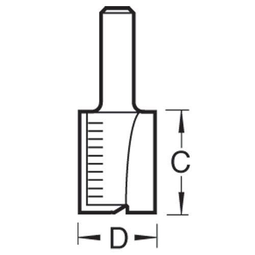 C021SX1/4TC - Two Flute 12.7mm Diameter x 25mm Cut Scale