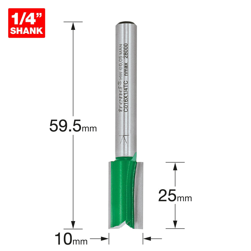 C016X1/4TC - Two flute cutter 10mm diameter