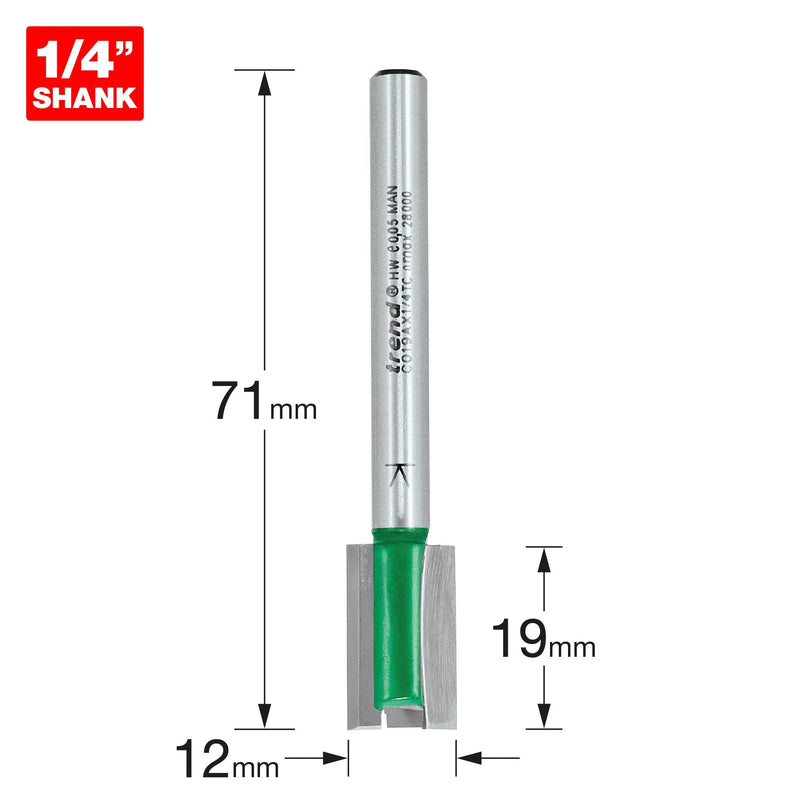 C019AX1/4TC - Trend Craft Pro 12mm x 19mm 1/4in shank router cutter bit for use with Trend Hinge Jigs