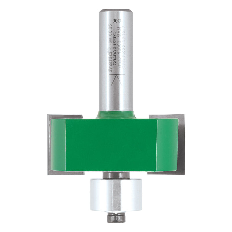 C040AX1/2TC - Trend CraftPro 1/2in Bearing Guide Large Rebater Bit 50.8mm dia x 22.5mm cut depth