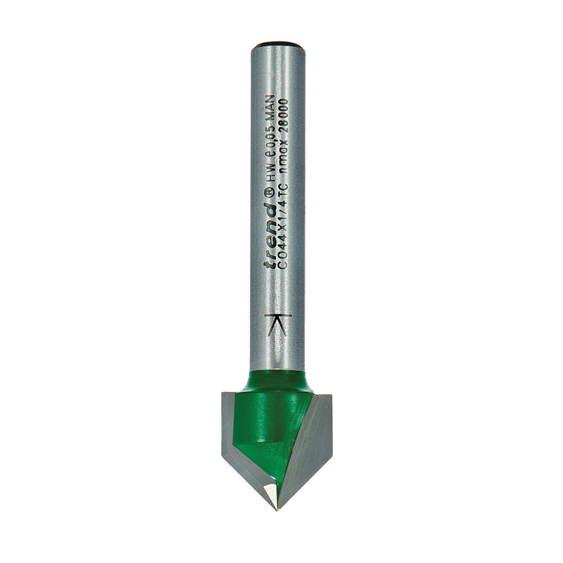 C044X1/4TC - Chamfer V groove cutter angle=45 degrees