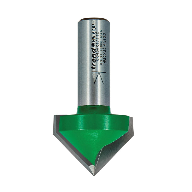 C045AX1/2TC - Chamfer V groove cutter angle=45 degrees