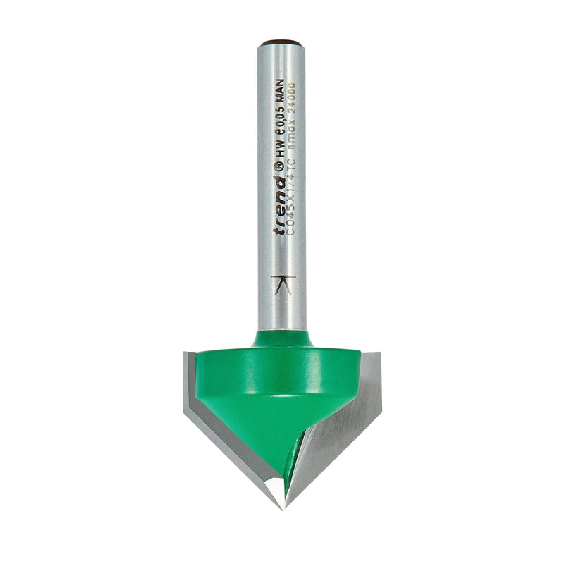 C045X1/4TC - Chamfer V groove cutter angle=45 degrees