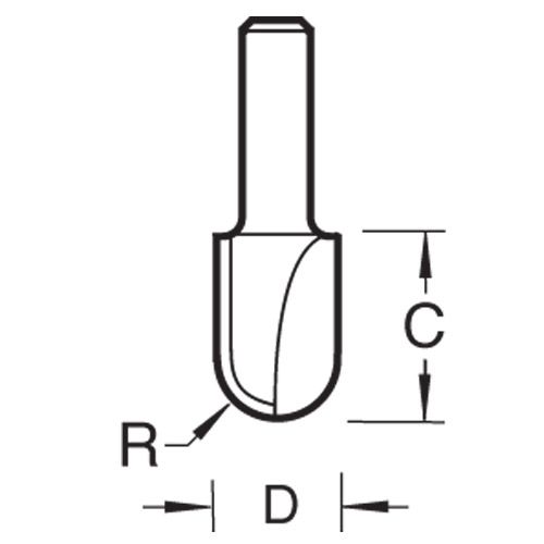 C054X1/4TC - Radius 6.3mm radius x 12.7mm diameter
