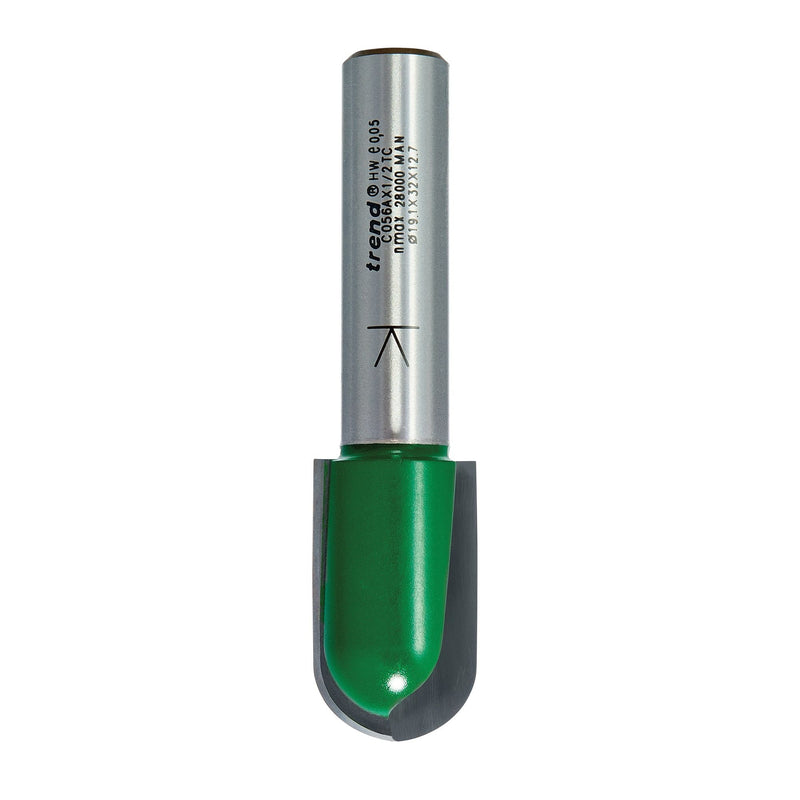 C056AX1/2TC - Trend CraftPro 1/2" TCT 9.5mm Radius Draining Groove Router Cutter, 19mm x 32mm