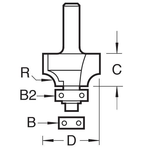 C075AX1/4TC - Rounding over 6.0mm radius x 12mm cut