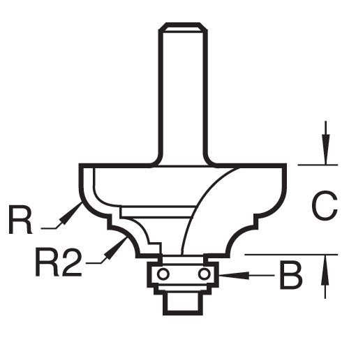C105X1/4TC - Self guided broken ogee quirk R6.3mm