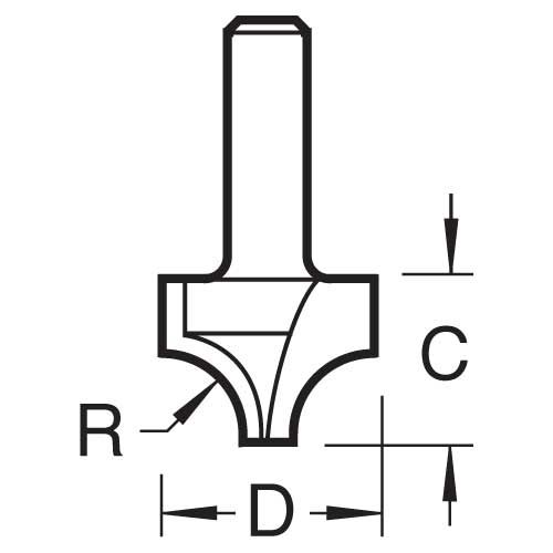 C127X1/4TC - Rounding over 6.3mm radius x 15.9mm cut