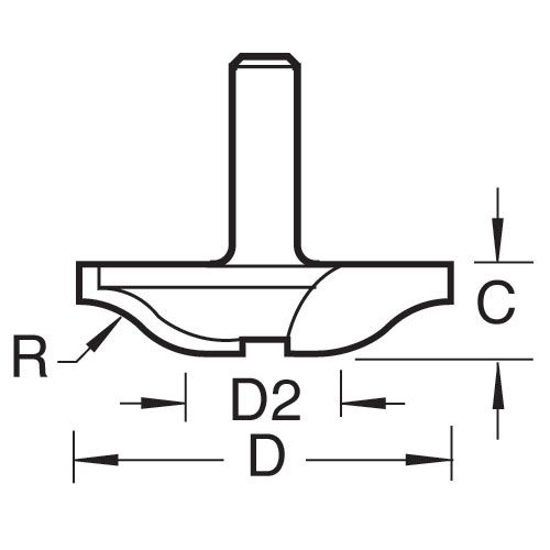 C173X1/2TC - Large panel raiser radius 12mm