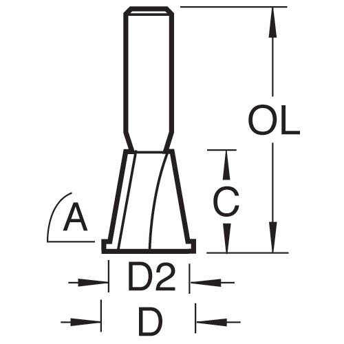 C163X1/4TC - Dovetail 15mm diameter x 104 degrees spurs