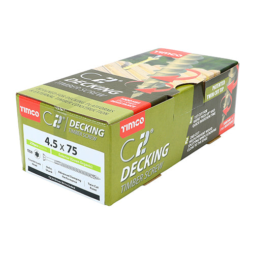 TIMCO C2 Deck-Fix Premium Countersunk Green Decking Screws - 4.5 x — Box