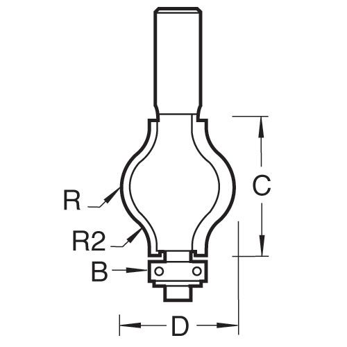 C218X1/2TC - Bearing guided hand rail 9.5mm radius